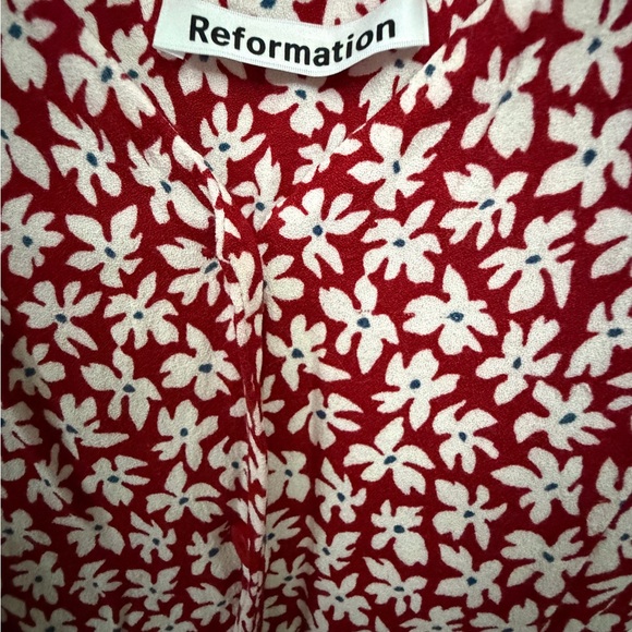 Reformation Red and White Floral Midi Dress - Picture 4 of 5